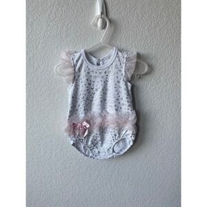 Kyle & Deena Baby Girl Silver Foil Leopard Print GLAM Bodysuit Size 6-9m White